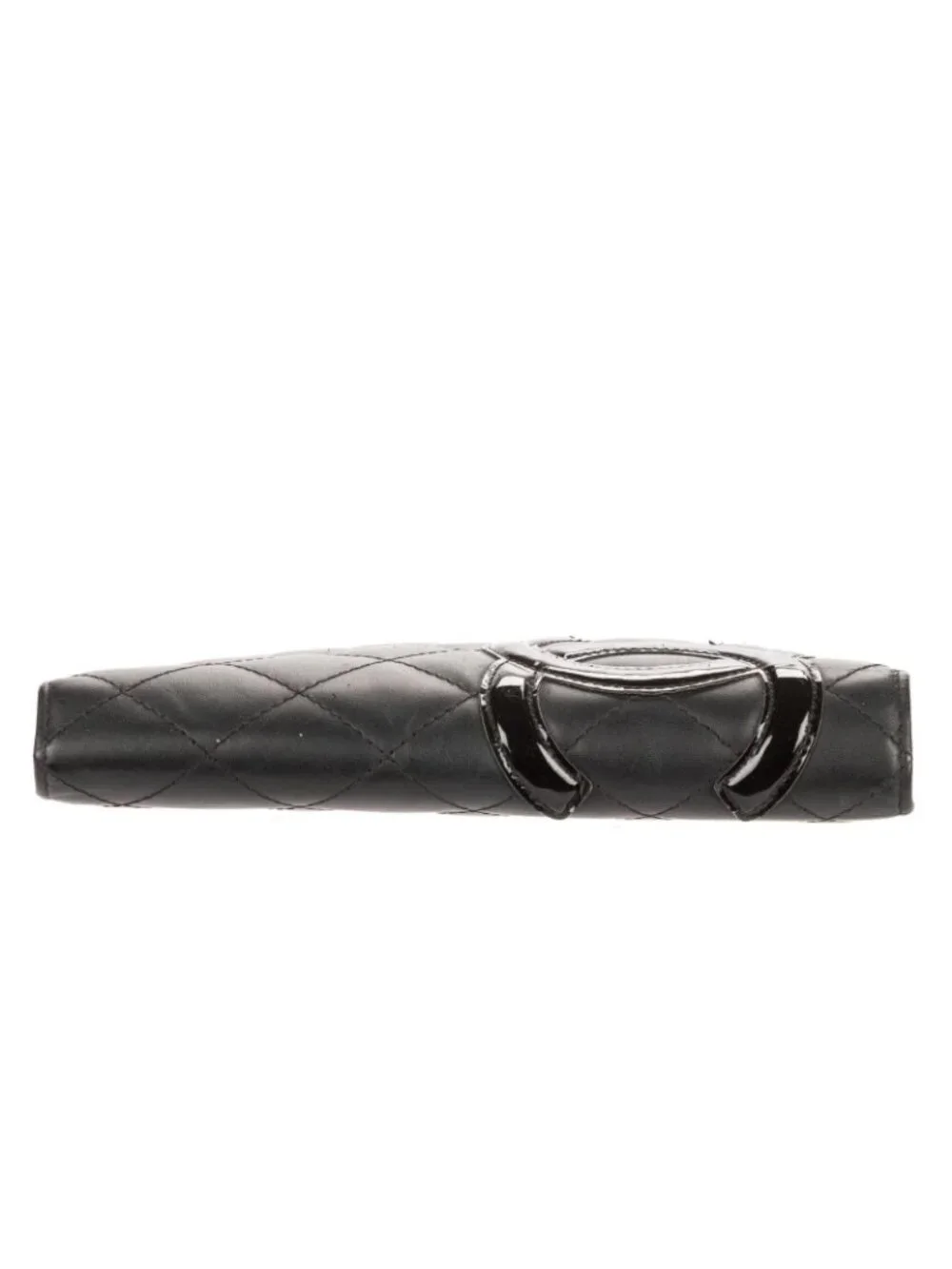 Chanel Cambon Line Long Bifold Wallet Black Pink Quilted Lambskin Leather